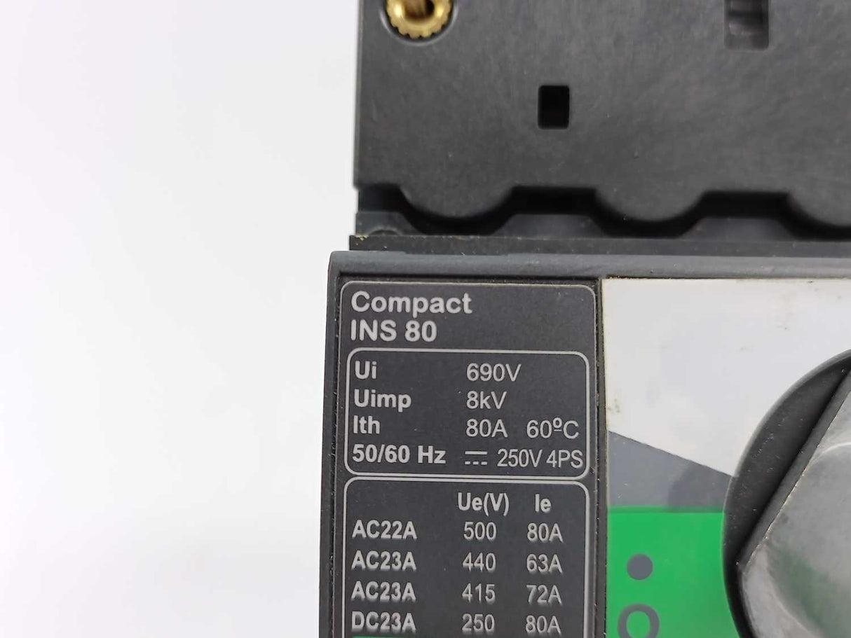 Schneider Electric INS80 Compact Switch with Accessories, not used just mounted