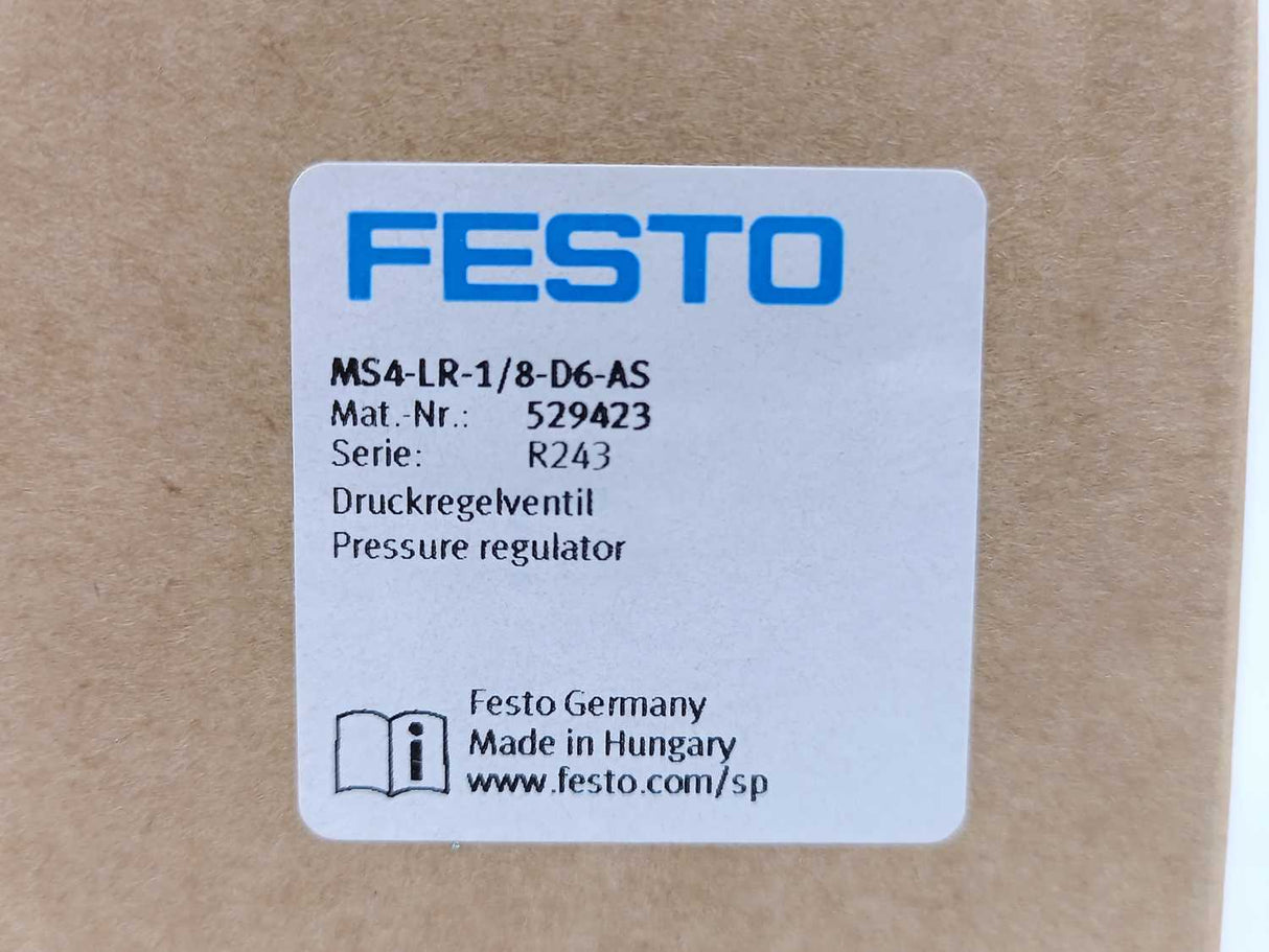 Festo 529423 Pressure Regulator MS4-LR-1/8-D6-AS