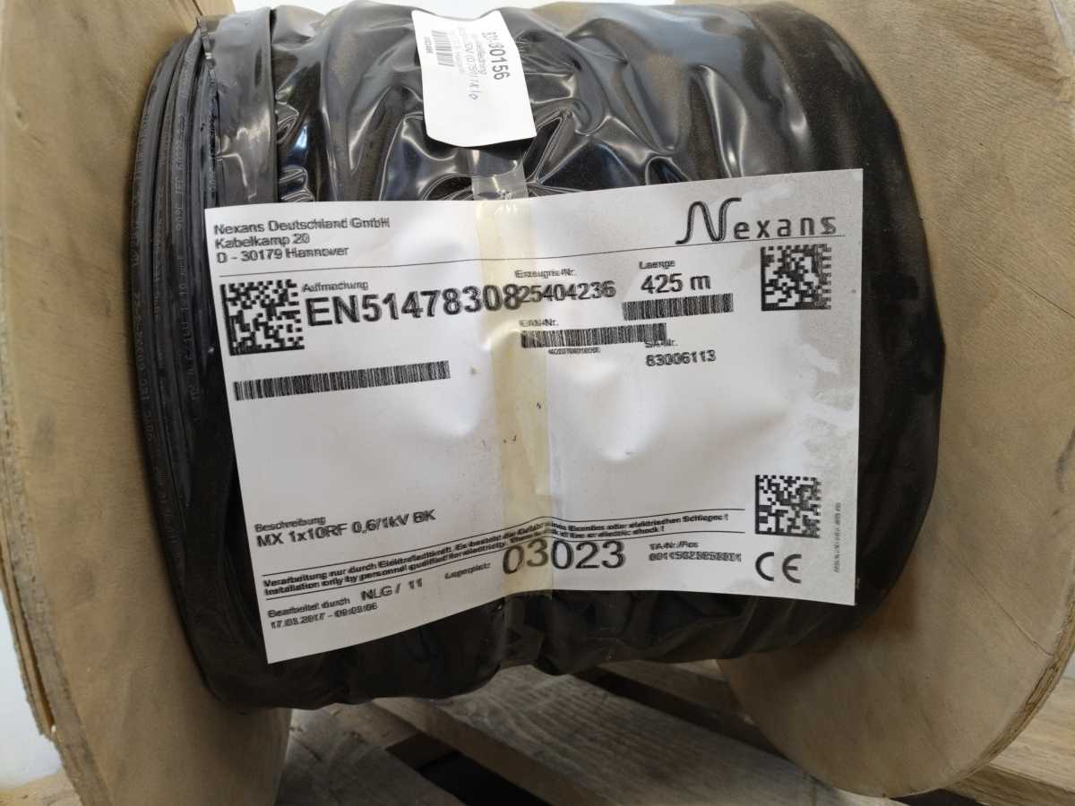 Nexans MX 1x10RF 0,6/1kV BK 1x10mm2 60332-3-22, Sold pr. meter