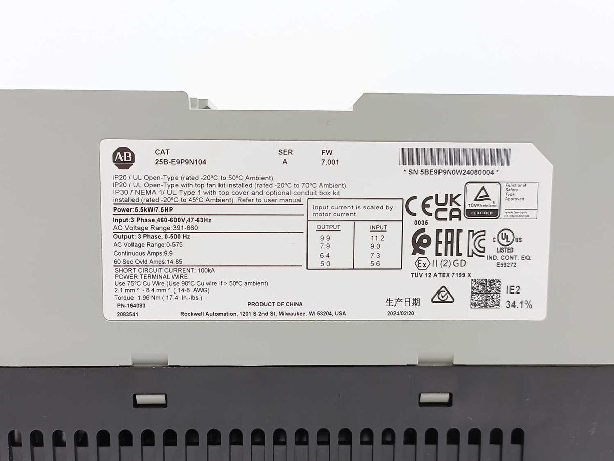 AB 25B-E9P9N104 Ser. A PowerFlex 525 5.5kW (7.5Hp) AC Drive