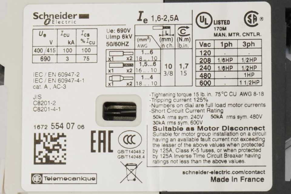 Schneider Electric GV2-RT07 GV2-RT07 Motor Protection Circuit Breaker