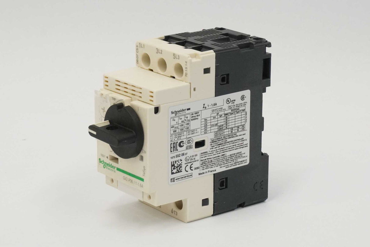 Schneider Electric GV2P06 TeSys Deca Manual Motor Starter and Protector 1-1.6A
