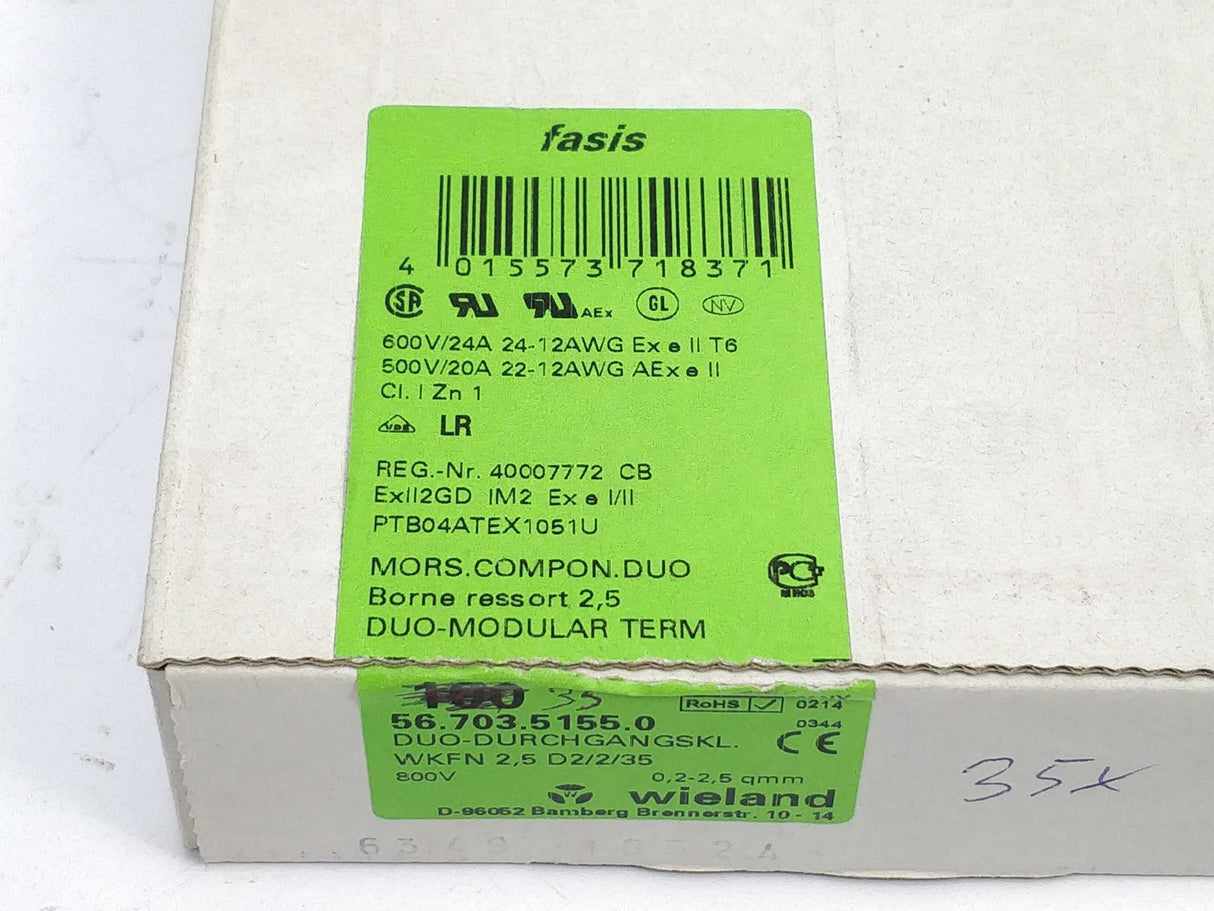 Wieland 56.703.5155.0 WKFN 2,5 D2/2/35 TERMINAL 35pcs