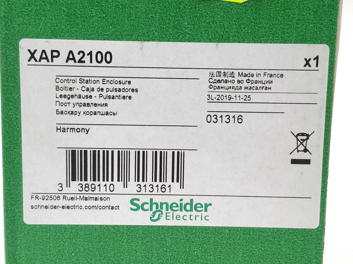 Schneider XAP A2100 Control station enclosure without hinges