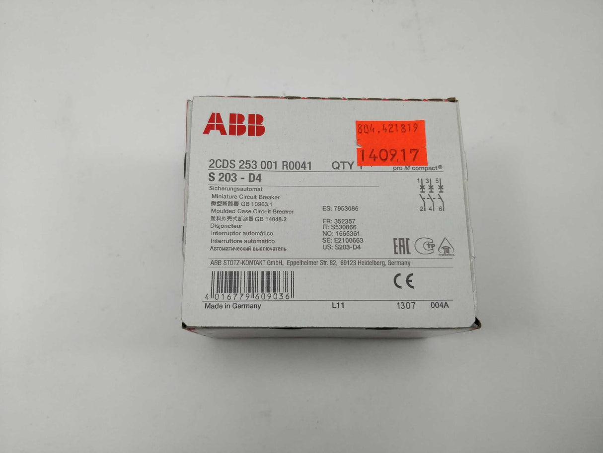 ABB 2CDS253001R0041 S203-D4