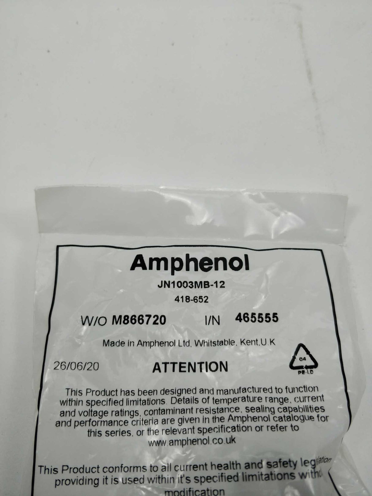 Amphenol JN1003MB-12 Dust cap cover size 12