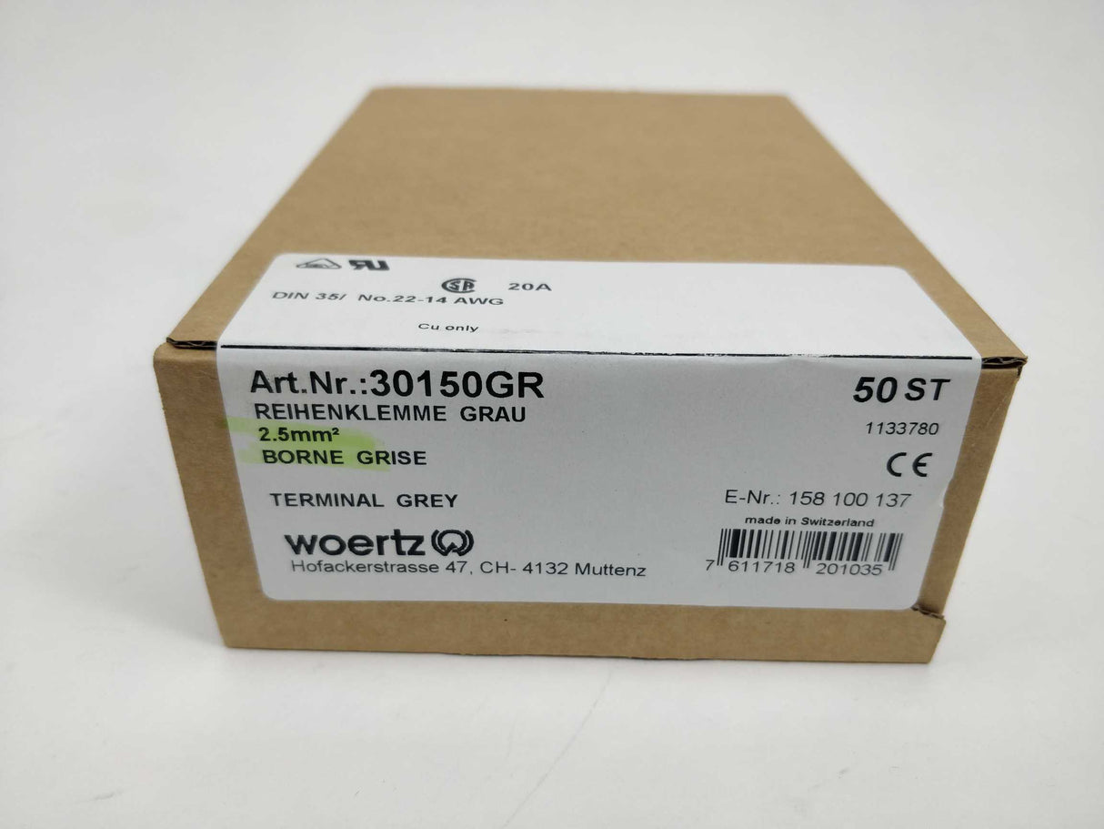 Woertz 30150GR Terminal block DIN35 50 Pcs