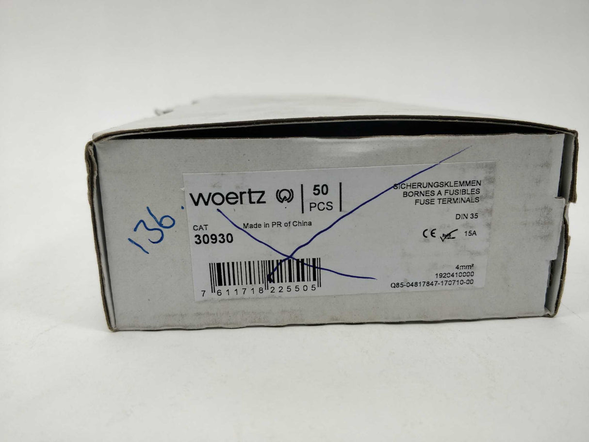 Woertz 30930 Fuse terminal DIN35 40 Pcs