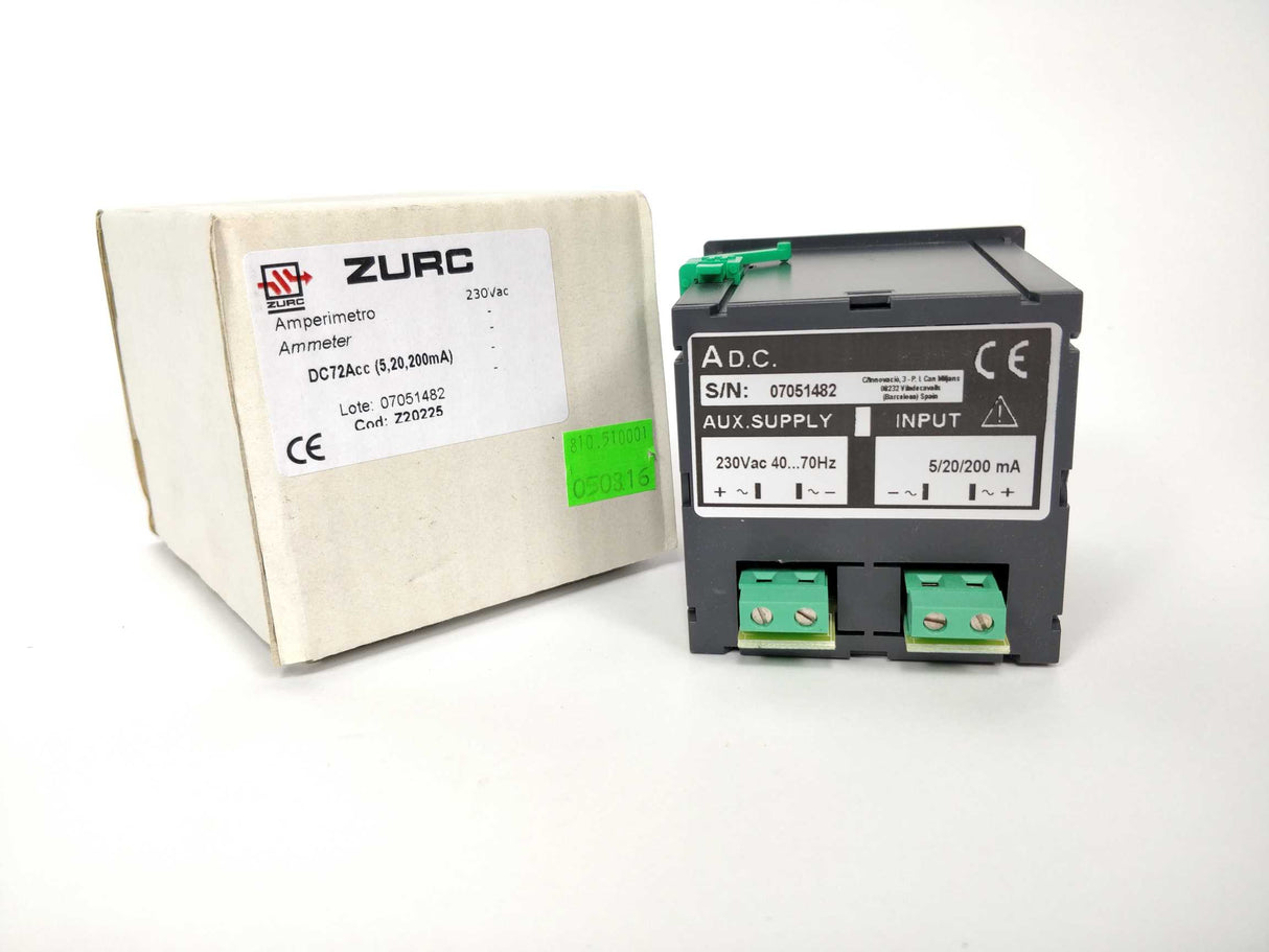 ZURC DC72 ACC Ammeter AC/DC (5,20,200 mA) 230 Vac