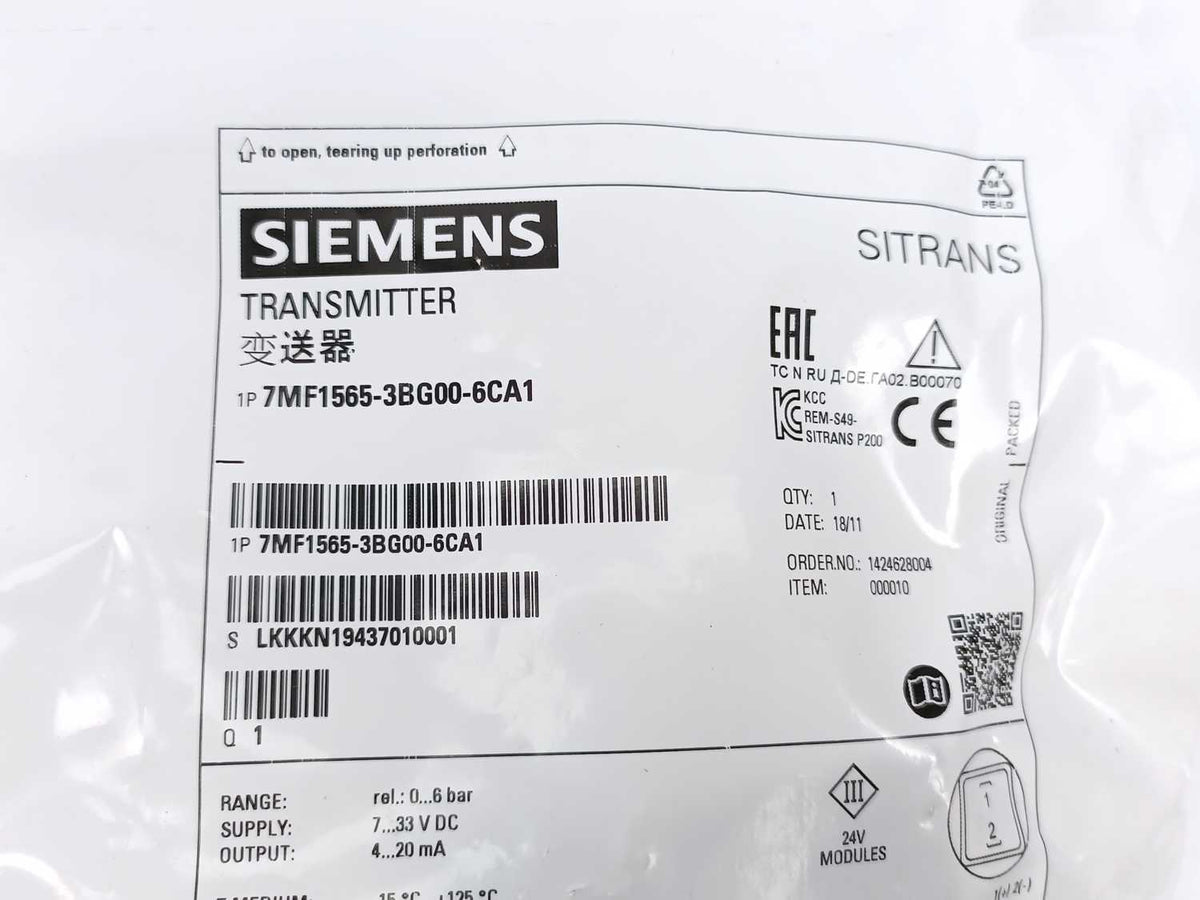 Siemens 7MF1565-3BG00-6CA1 Transmitter