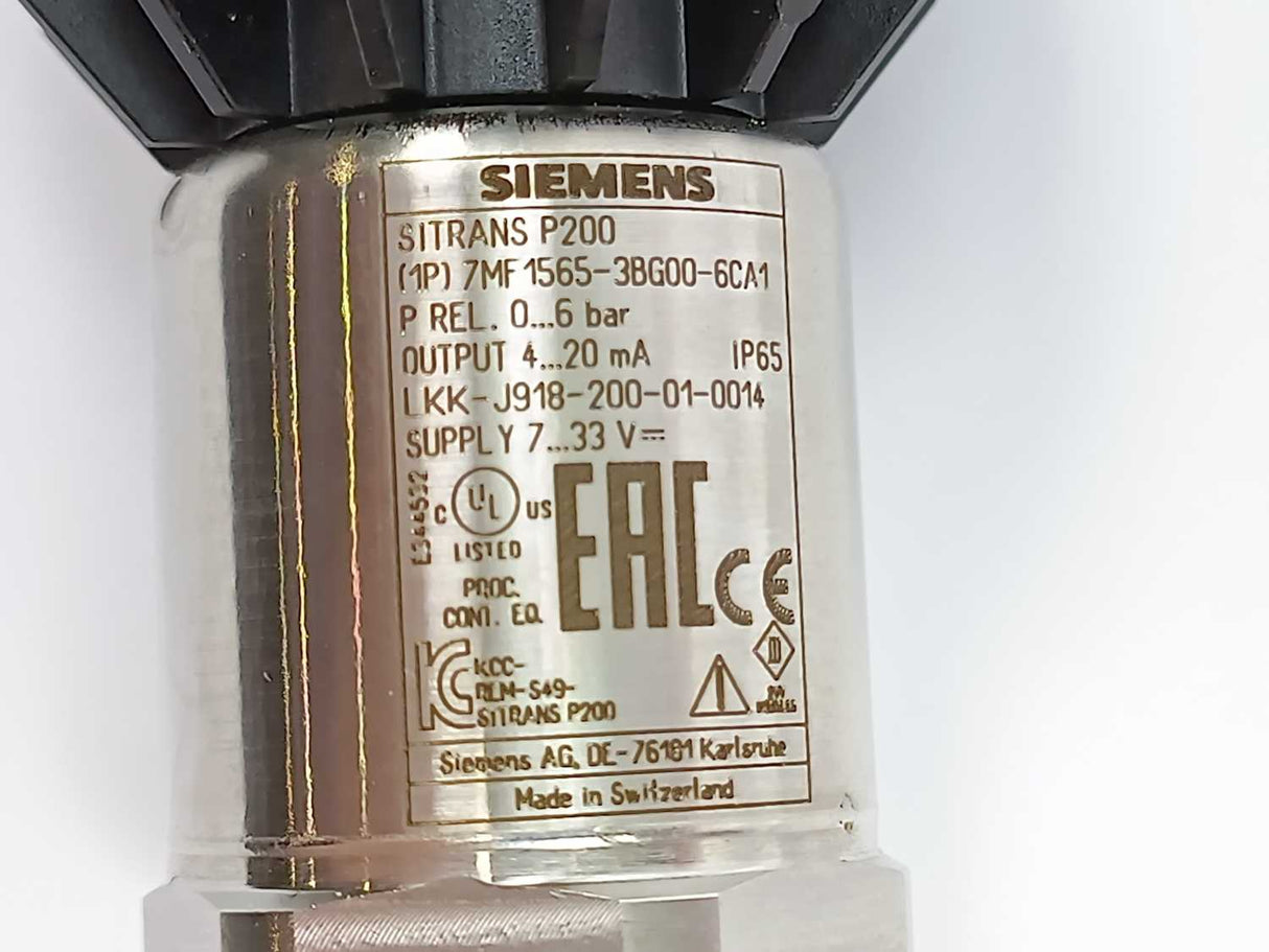 Siemens 7MF1565-38G00-6CA1 SITRANS P200 Pressure Transmitter