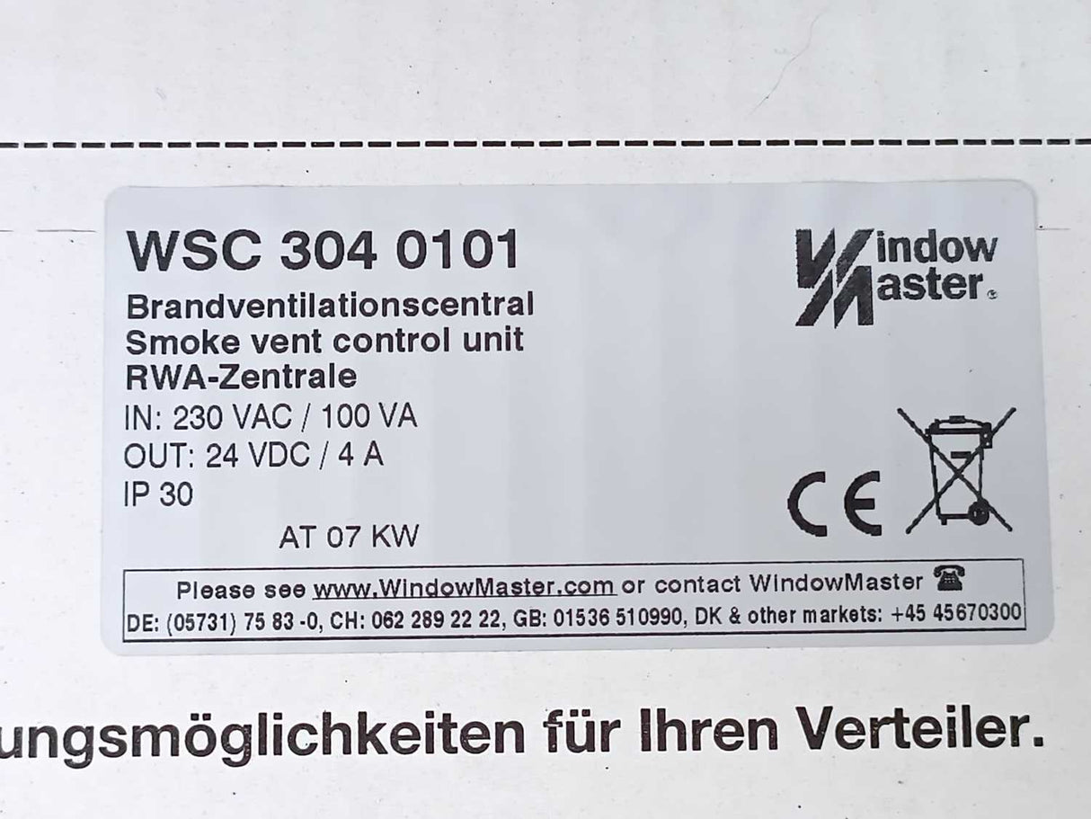 Window Master ESC 304 0101 Smoke Vent Control Unit