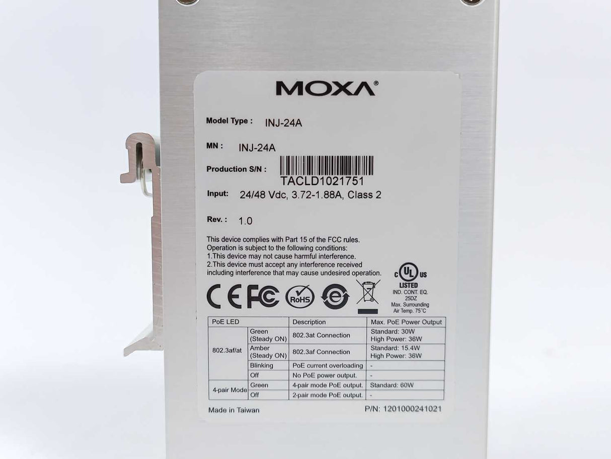 Moxa INJ-24A Gigabit high-power PoE+ injector