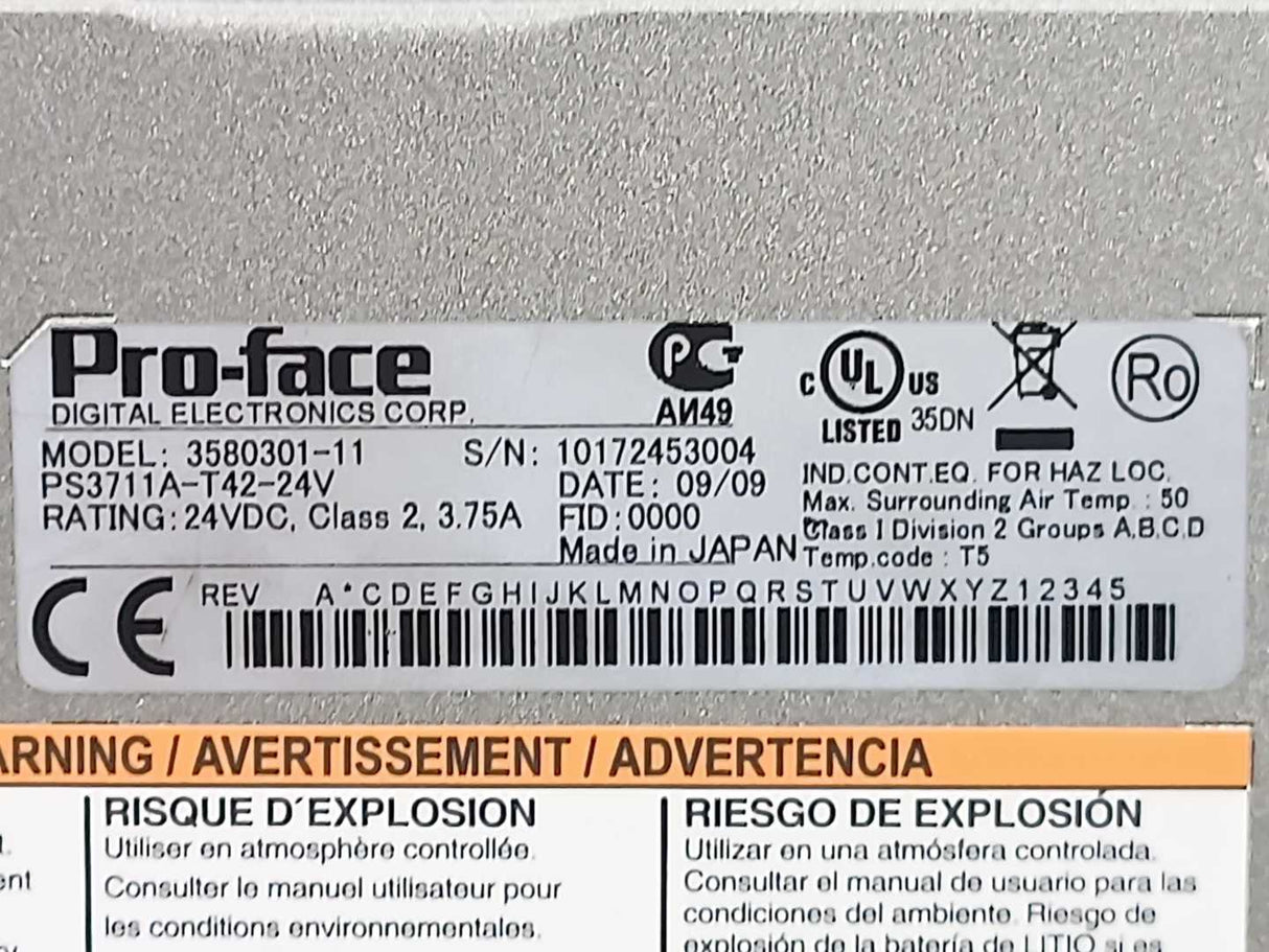 Pro-Face PS3711A-T42-24V 3580301-11 TFT Color LCD Display