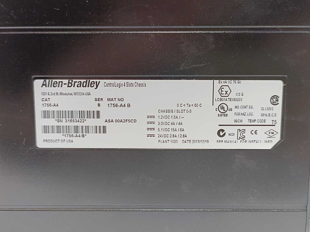 AB 1756-A4 Ser. B ControlLogix 4 Slots Chassis