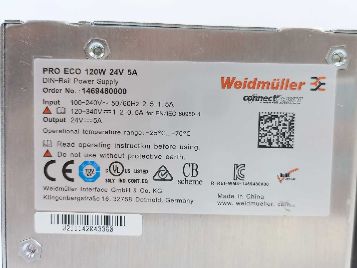 WEIDMULLER 1469480000 Power Supply PRO ECO 120W 24V 5A