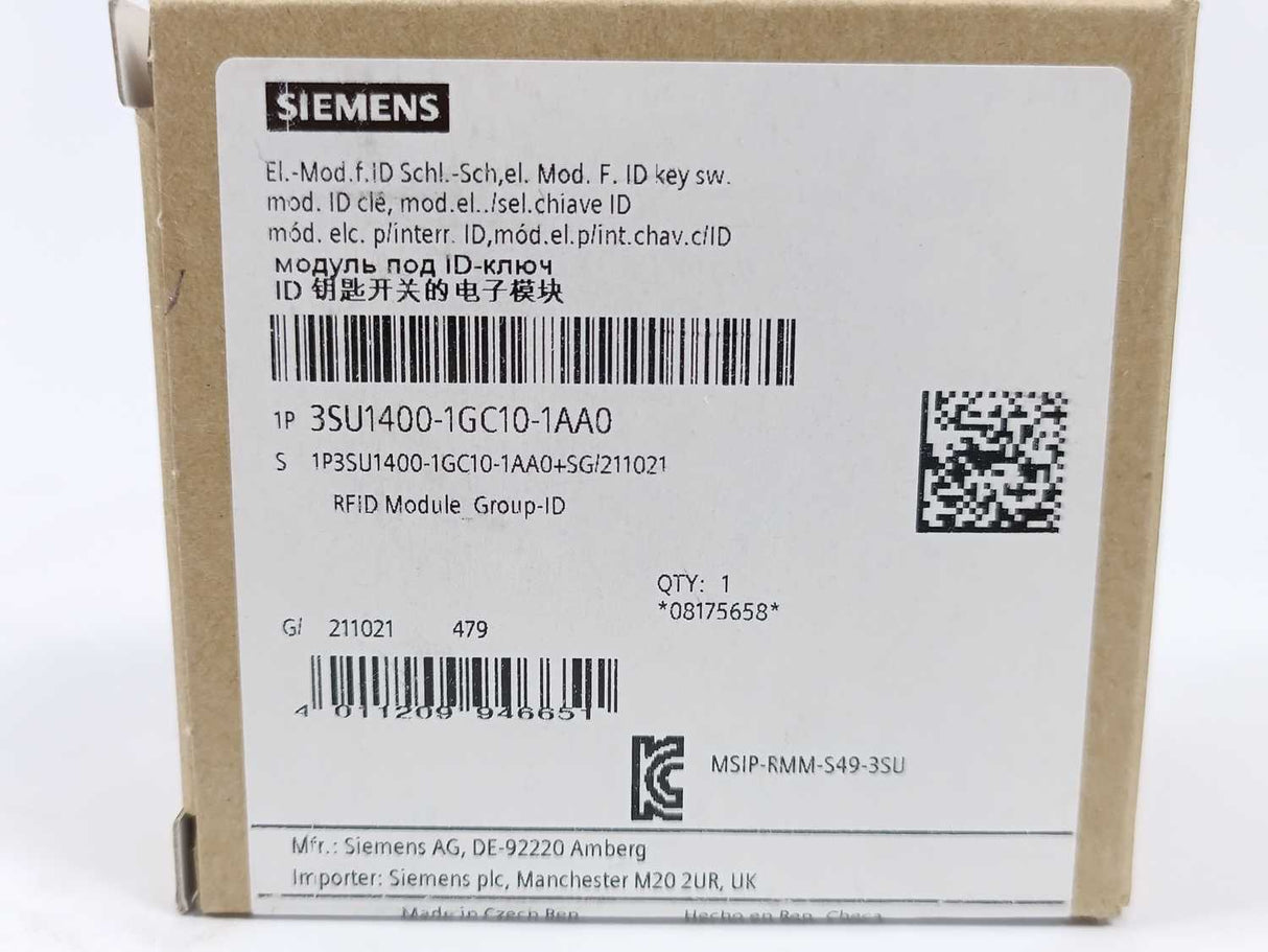 Siemens 3SU1400-1GC10-1AA0 ID Key-operated Switch Electronic Module
