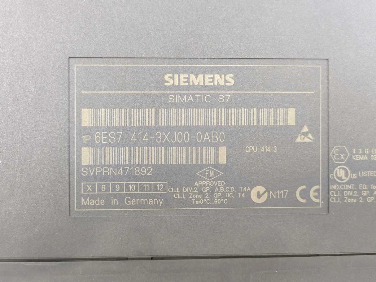 Siemens 6ES7414-3XJ00-0AB0 SIMATIC S7 Central Processing Unit CPU 414-3