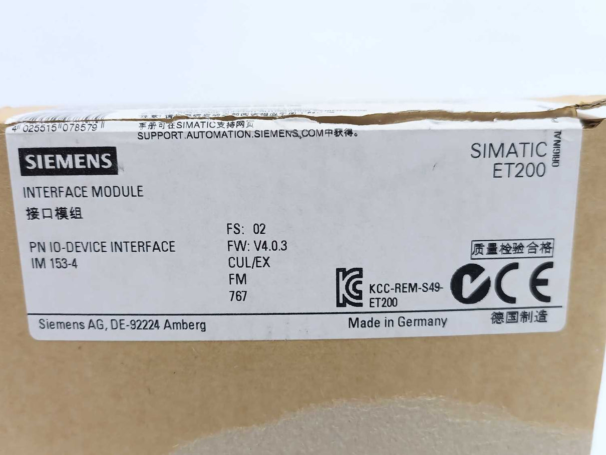 Siemens 6ES7153-4BA00-0XB0 SIMATIC ET200 Connection Interface Module