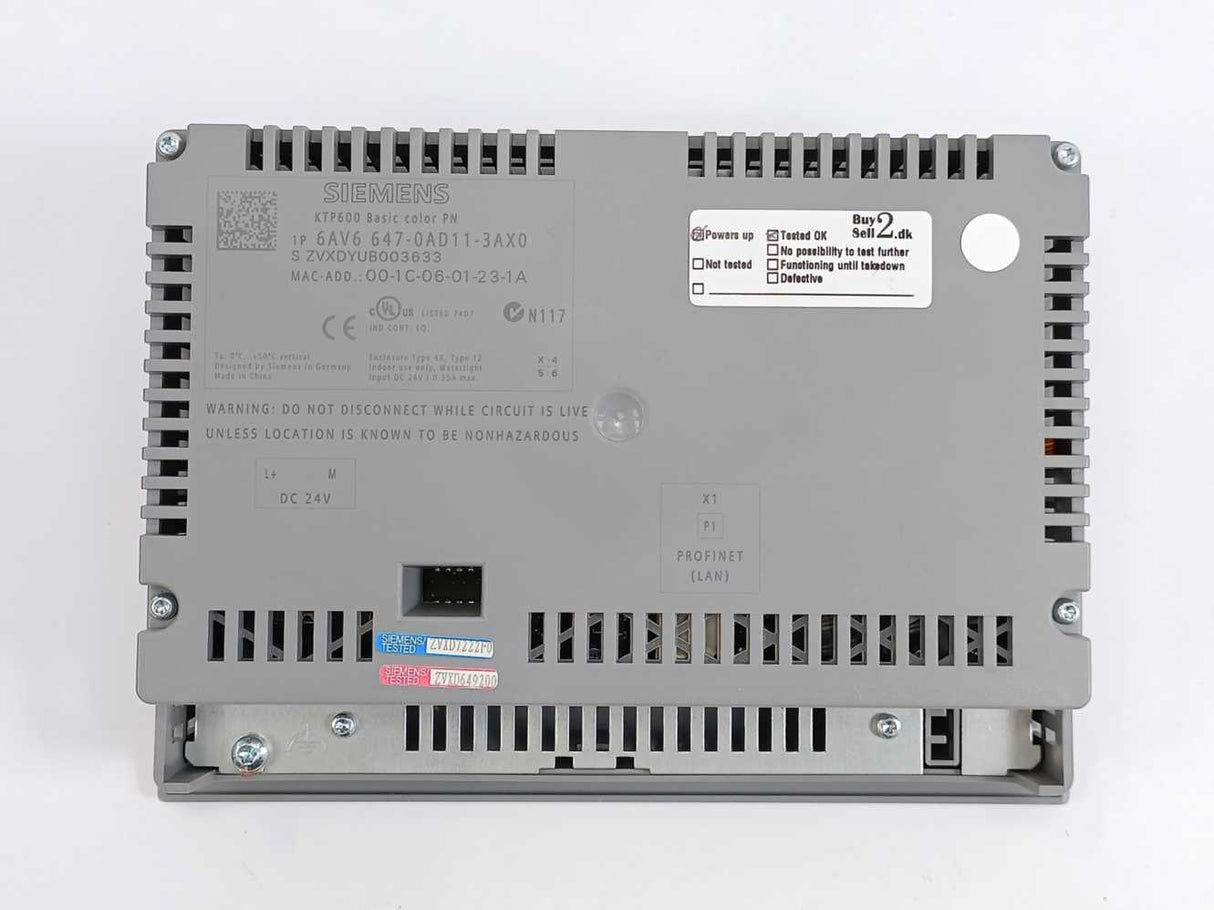 Siemens 6AV6647-0AD11-3AX0 SIMATIC HMI KTP600 Basic Color PN