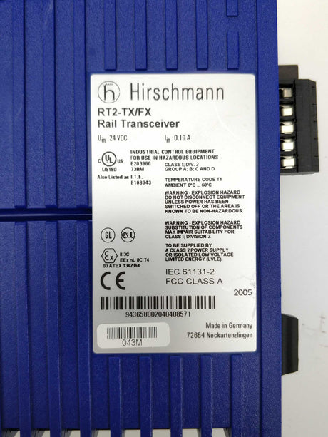 Hirschmann RT2-TX/FX  Rail transceiver