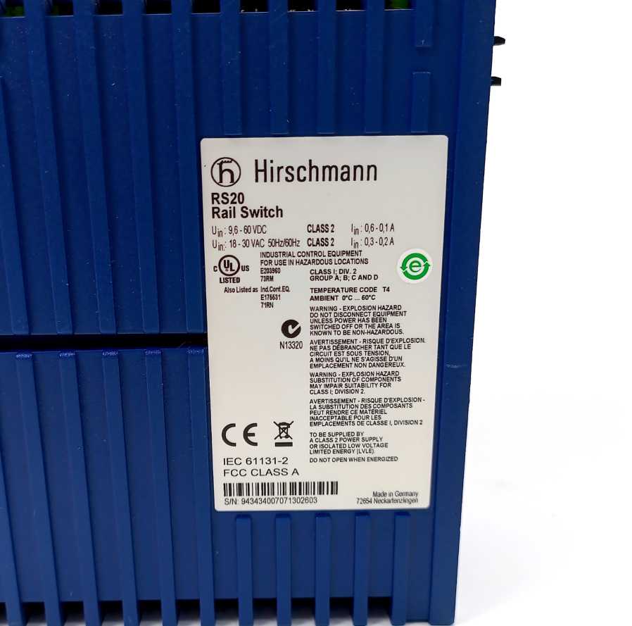 Hirschmann RS20 Rail switch RS20-0400T1T1SDAEHH03.0.01