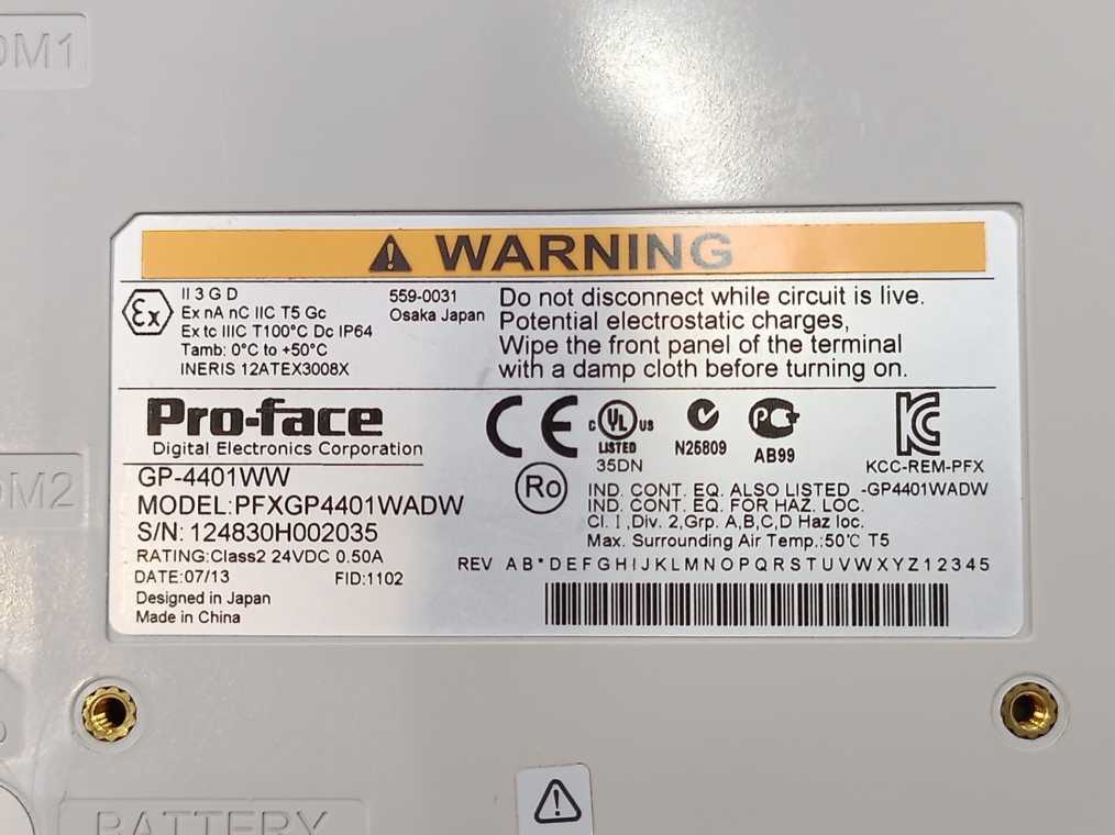 Pro-Face PFXGP4401WADW GP-4401WW Touch Screen HMI for parts - Defective