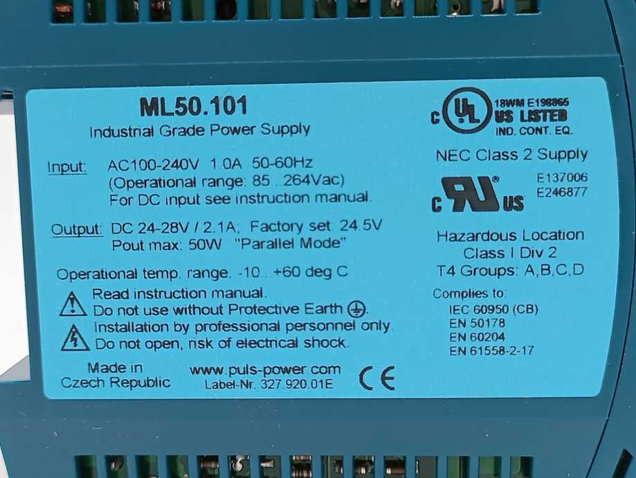 Puls ML50.101 DC Power Supply 24V 2,1A