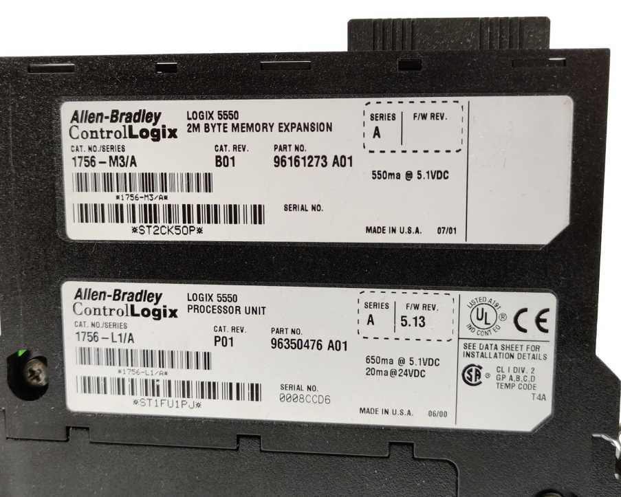 AB 1756-L1 Ser. A Processor Unit w/ 1756-M3 Ser. A 2M Byte Memory Expansion