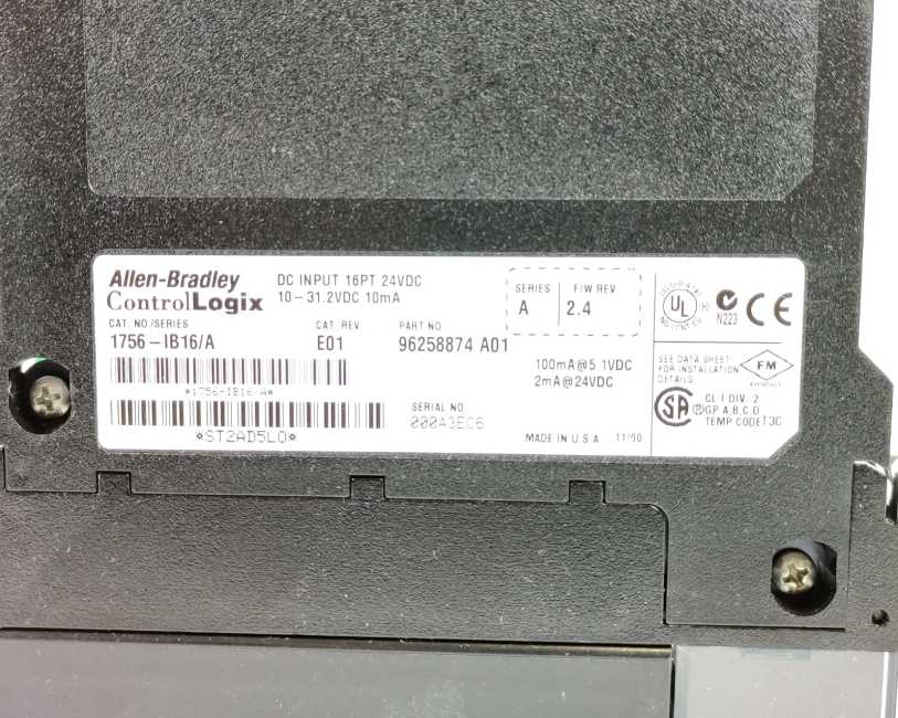 AB 1756-IB16 Ser. A ControlLogix 16 Pt Input Module, 10-31 VDC