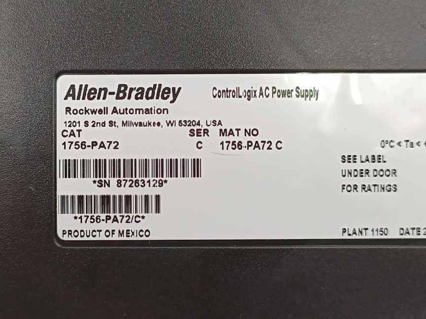 AB 1756-PA72 Ser. C ControlLogix AC Power Supply