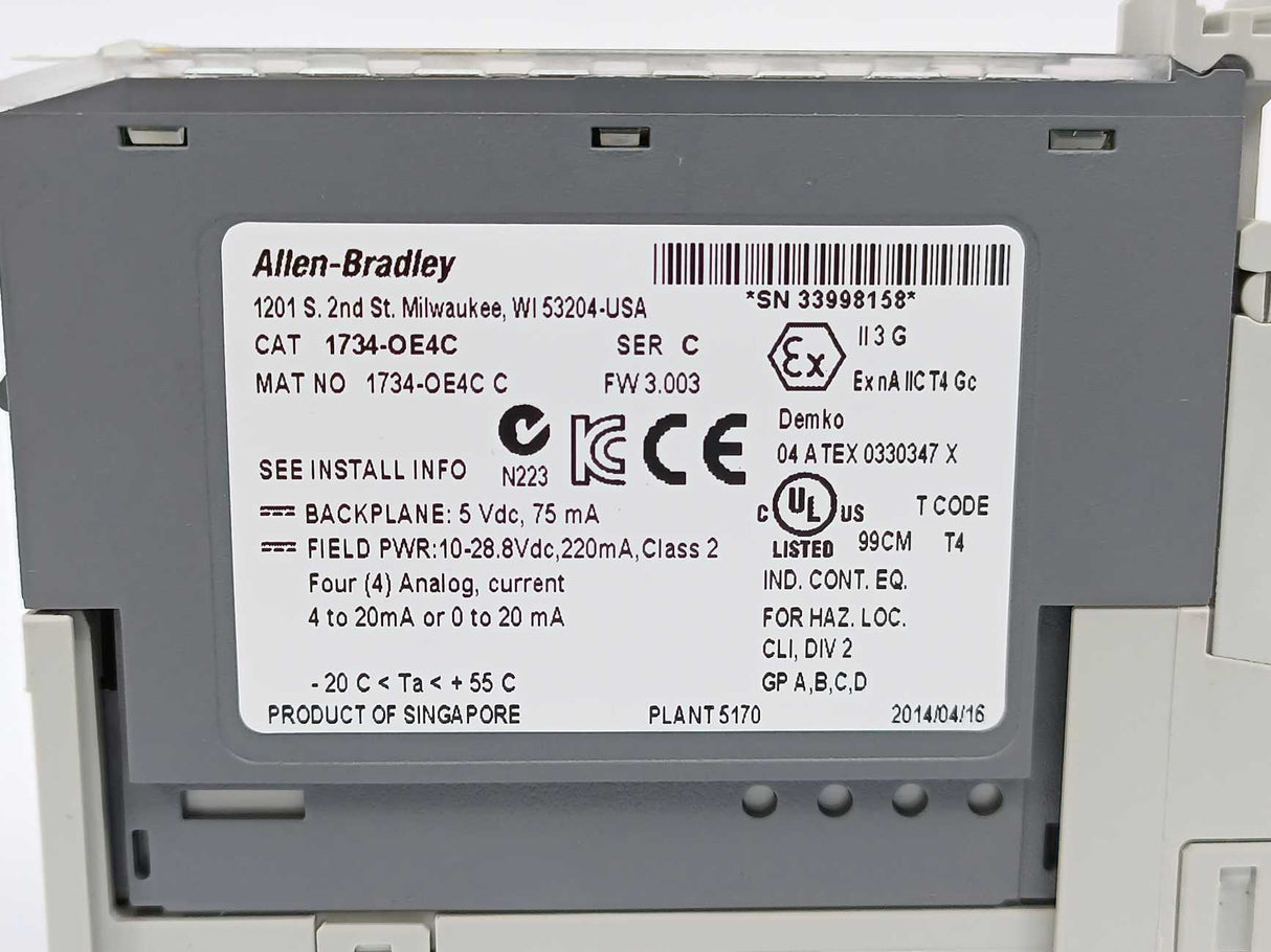 AB 1734-OE4C Ser. C Output Module w/ 1734-RTB Ser. A & 1734-MB Ser. A