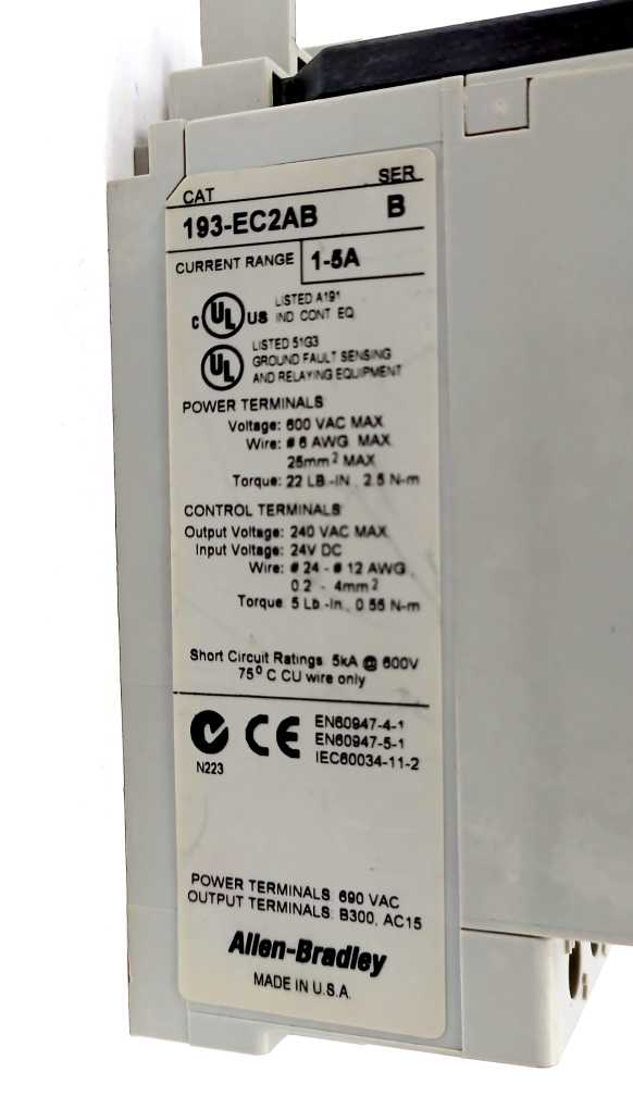 AB 193-EC2AB Ser. B E3 Plus Solid-State Overload Relay 1-5A