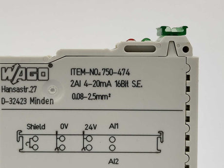Wago 750-474 2 AI; 4-20 mA; Single-ended; 16 bit