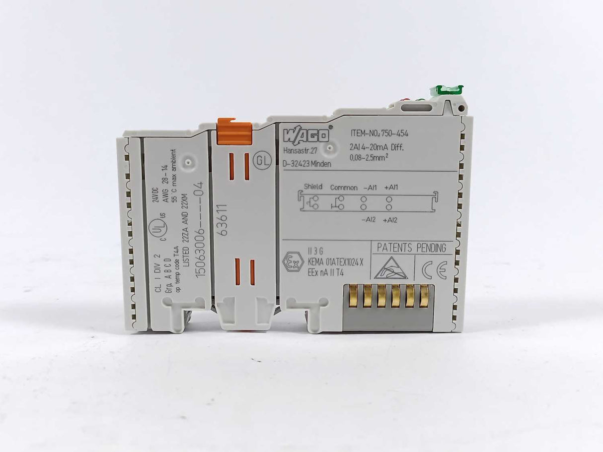 Wago 750-454 2-channel analog input; 4 … 20 mA; Differential input