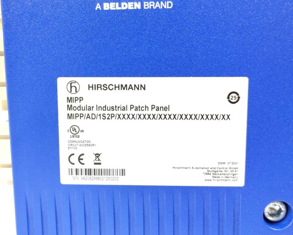 Hirschmann MIPP/AD/1S2P Modular Industrial Patch Panel