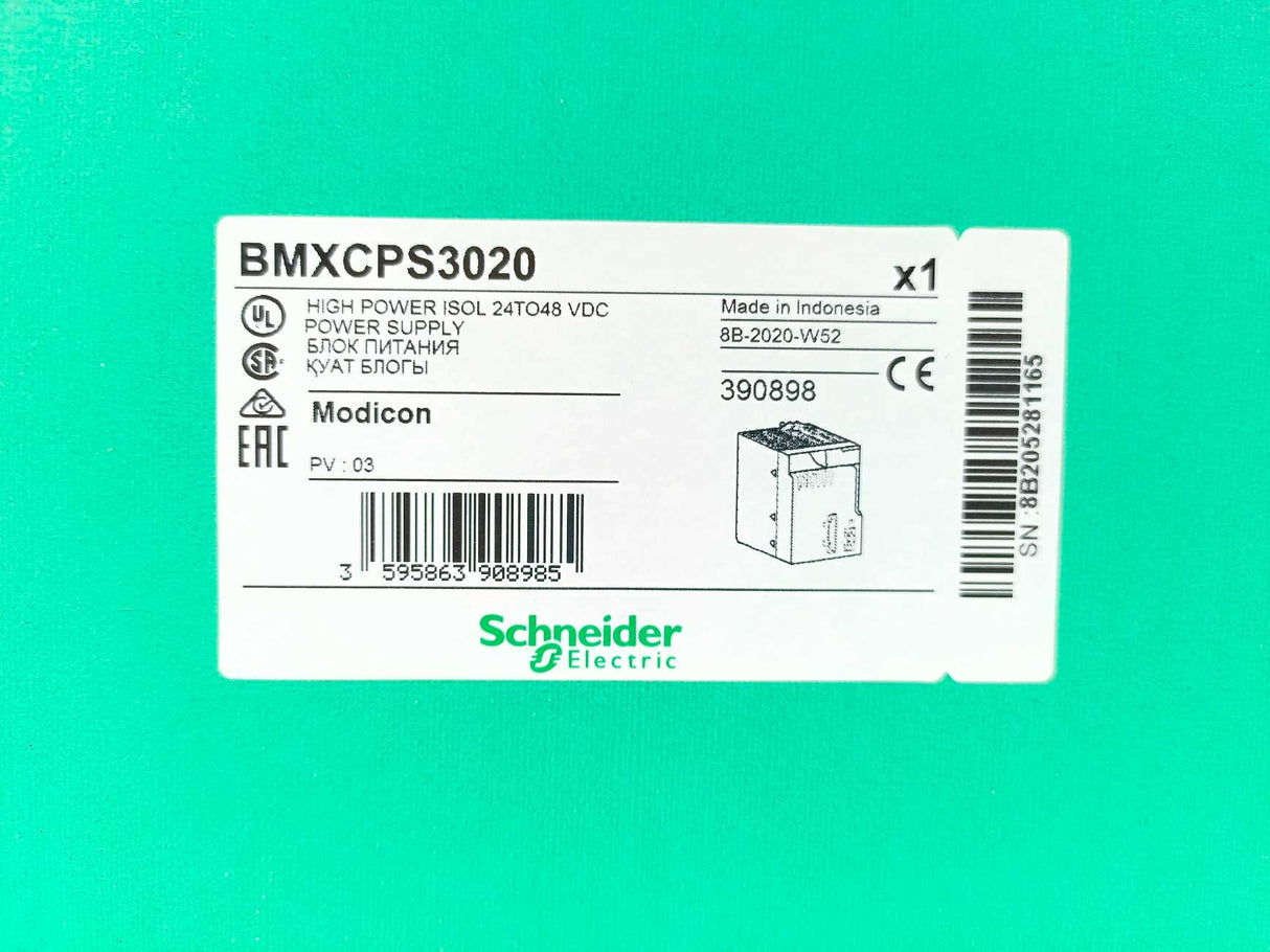 Schneider Electric BMXCPS3020 High Power ISOL 24TO48 VDC Power Supply