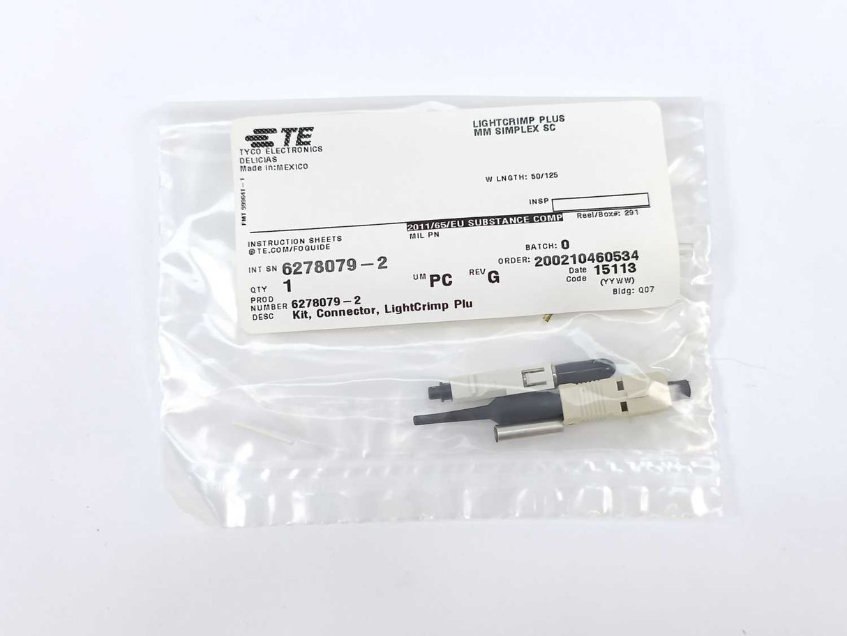 Tyco Electronics 6278079-2 LIGHTCRIMP PLUS Optical Fibre Connector 10 Pcs Box