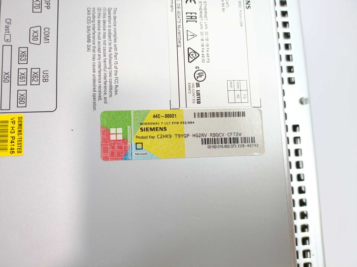 Siemens 6AV7882-0DB30-6BA0 SIMATIC IPC277E 15" Touch TFT