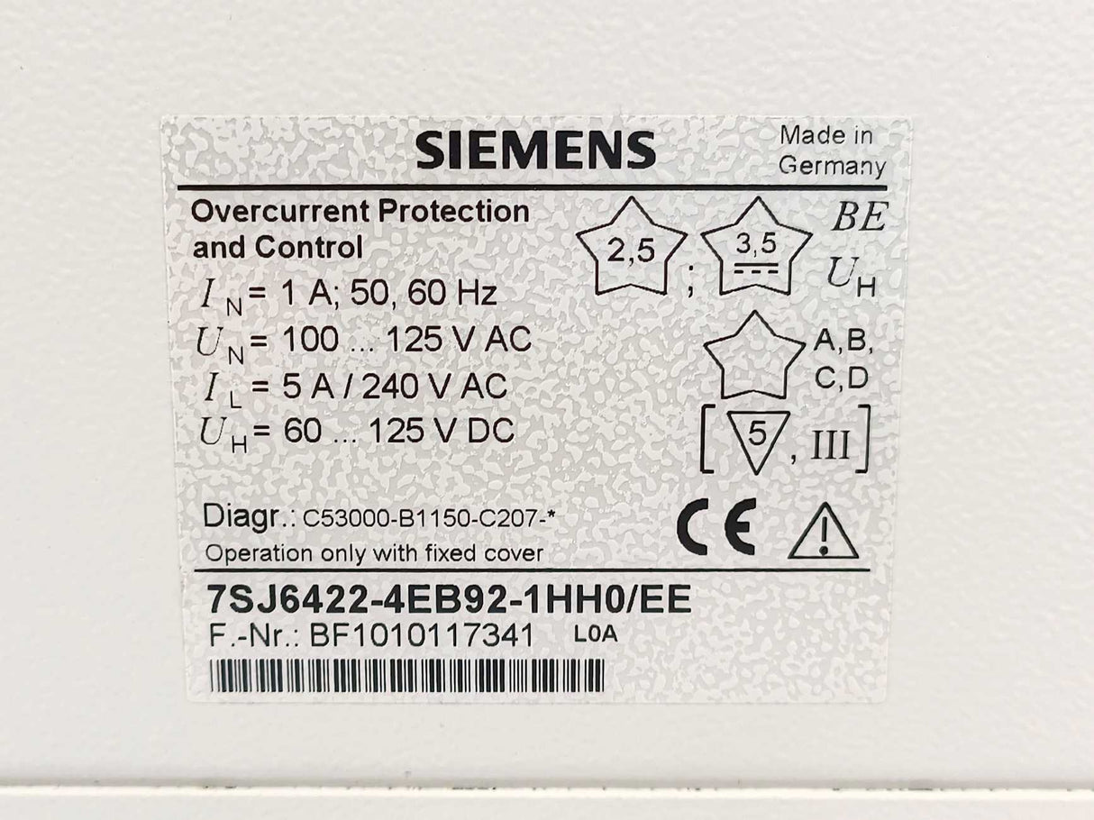 Siemens 7SJ6422-4EB92-1HH0/EE Siprotec Overcurrent Protection and Control