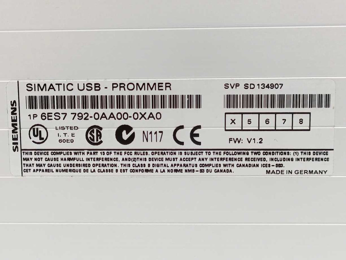 Siemens 6ES7792-0AA00-0XA0 Simatic USB Prommer, W: DGE-660TD