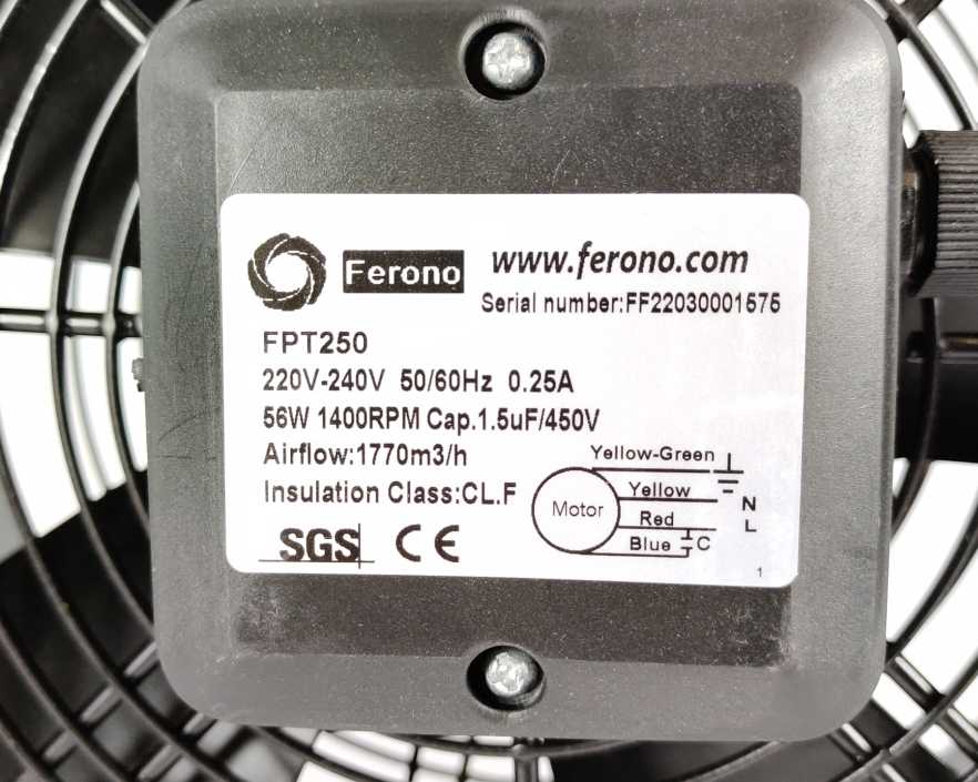 Ferono FPT250 Axial Wall Fan On PLate