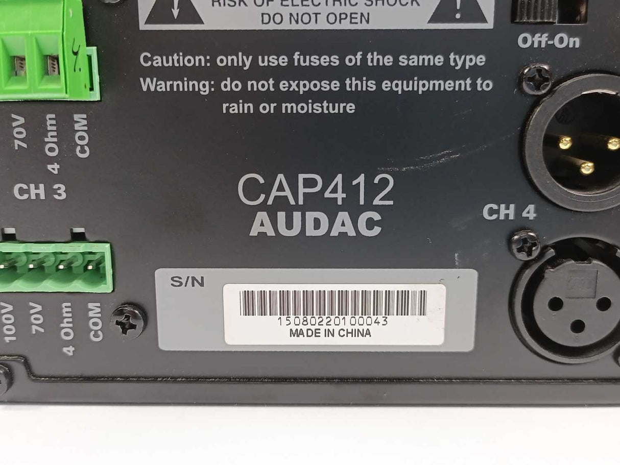AUDAC CAP412 Quad-Channel Power Amplifier 4 x 120W 100V