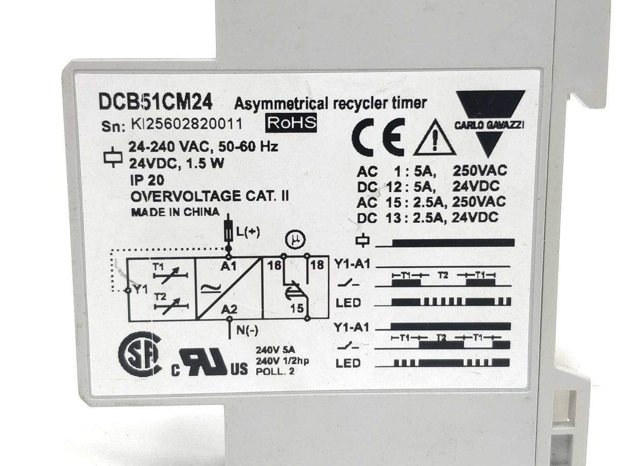 Carlo Gavazzi DCB51CM24 Asymmetrical recycler timer 24 VDC