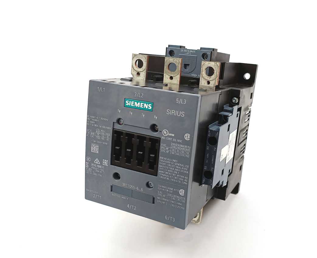 Siemens 3RT1055-6AP36 power contactor, 150 A 3RT1955-5AP31