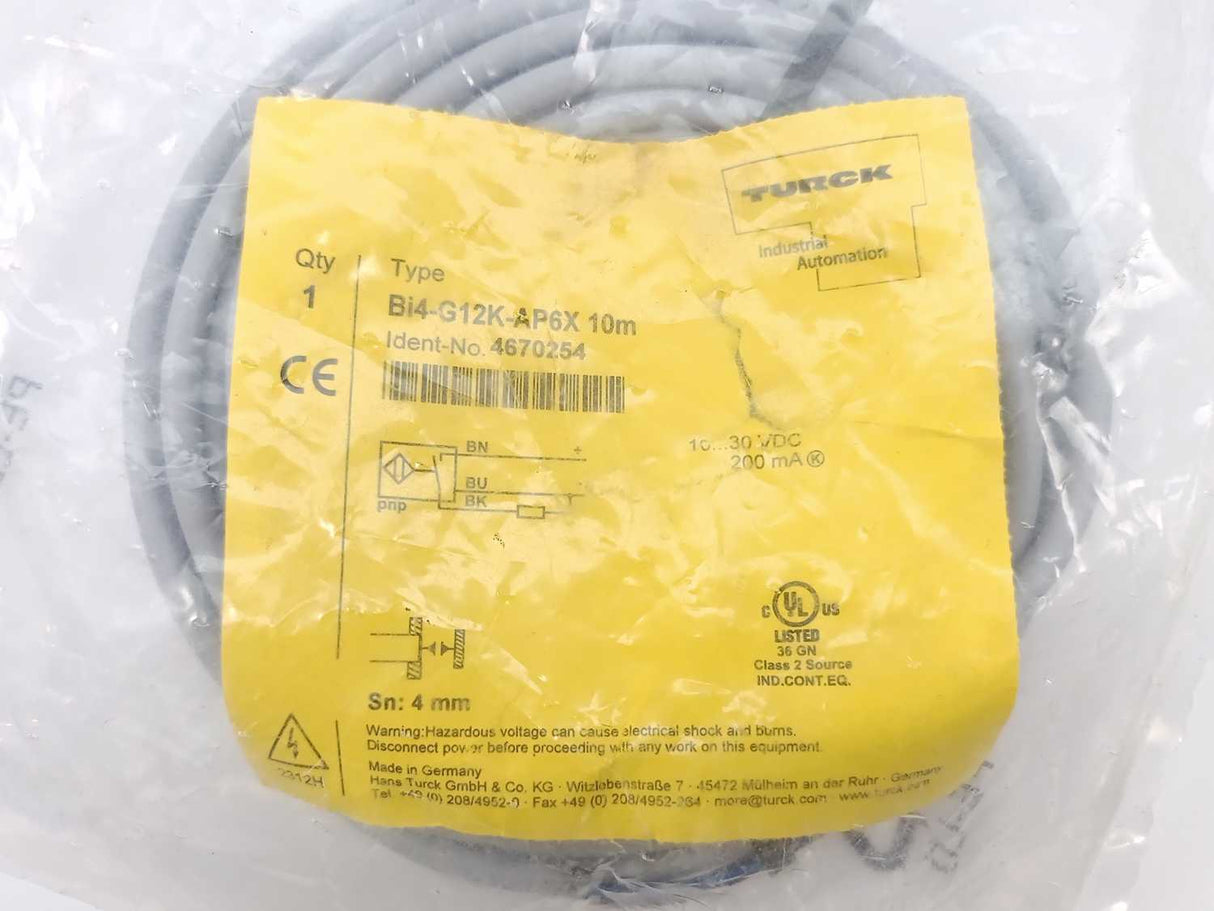 Turck 4670254 BI4-G12K-AP6X 10M, Inductive proximity sensor