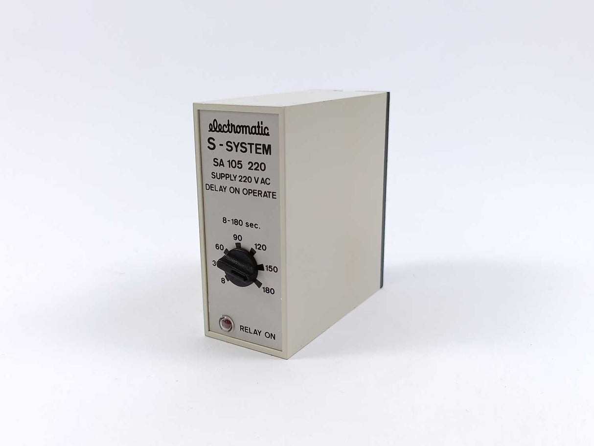 Electromatic SA 105 220 8-180 sec. 220 VAC Relay. Delay on Operate