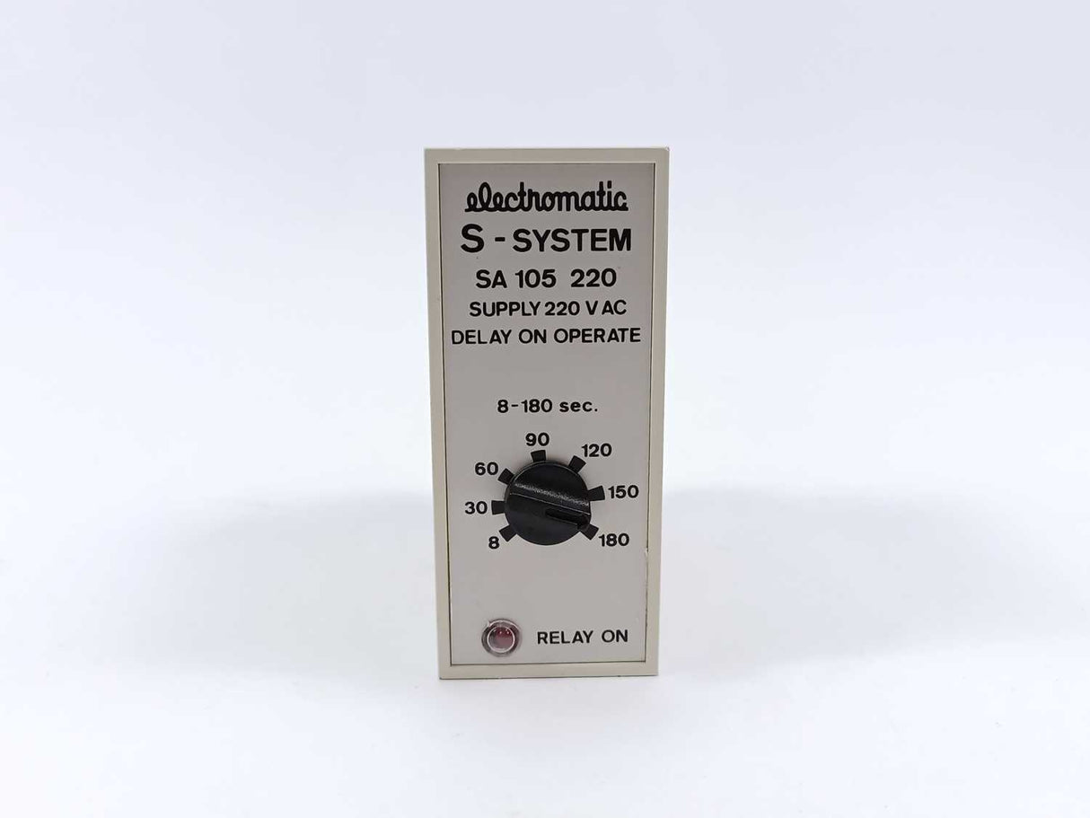 Electromatic SA 105 220 8-180 sec. 220 VAC Relay. Delay on Operate