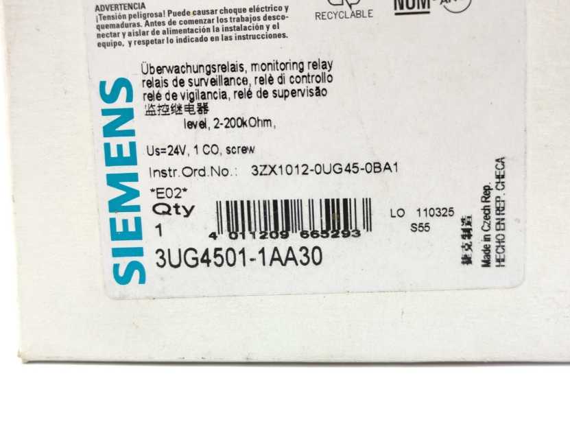 Siemens 3UG4501-1AA30 Monitoring Relay