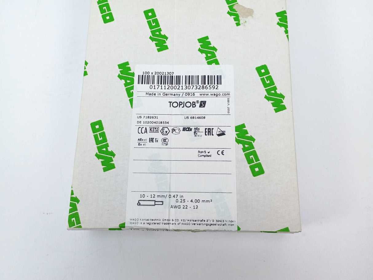 Wago 2002-1307 3-Leiter-Schutzleiterklemme 2002-1307/20021307 100 Pcs